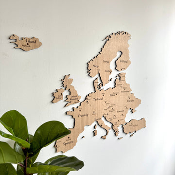 Europakart  til veggen - 110x80cm