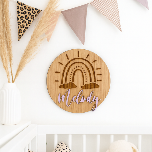 Navneskilt - Regnbue - 25x25 cm.