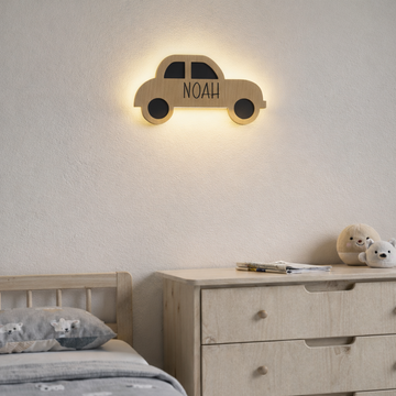 Barnelampe – Bil med navn – 42x28 cm