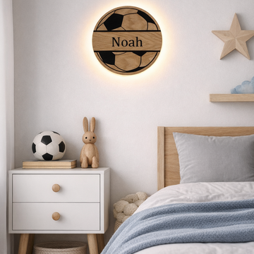 Barnelampe – Fotball med navn – Ø26 cm