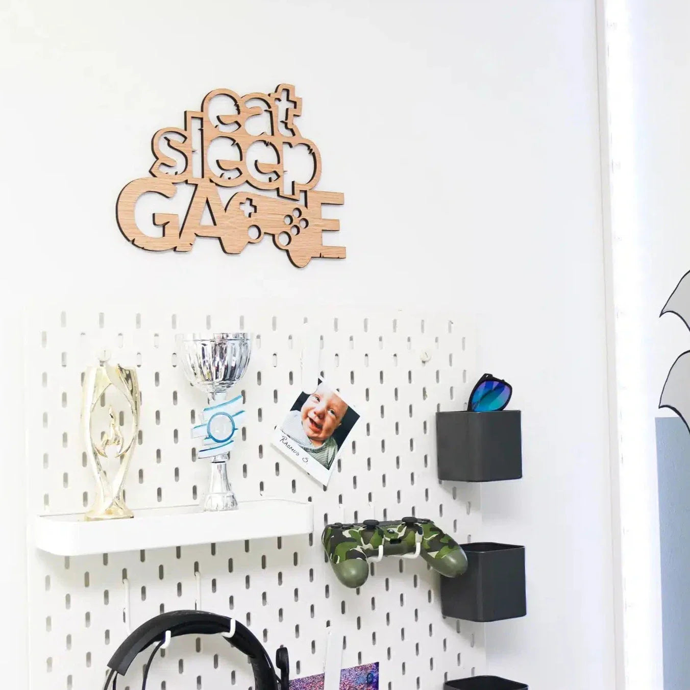 Skilt - Eat, Sleep, Game - 28x21 cm