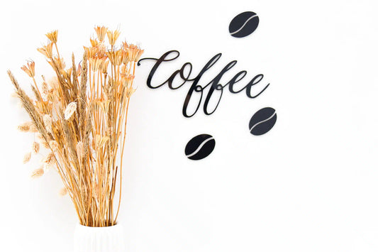 Kaffeskilt - Kaffe med bønner - 28x15 cm