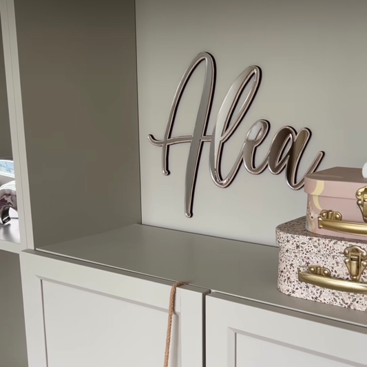 Navneskilt - Speil - 30 cm.