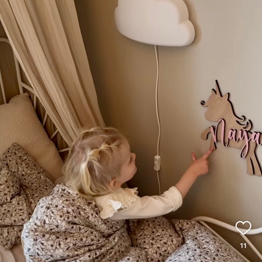 Navneskilt - Enhjørning - 30x30 cm.