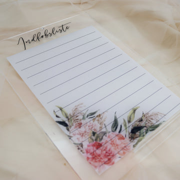 Handleliste - Rosa blomster - Akryl - 24x33 cm