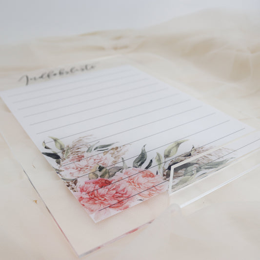 Handleliste - Rosa blomster - Akryl - 24x33 cm