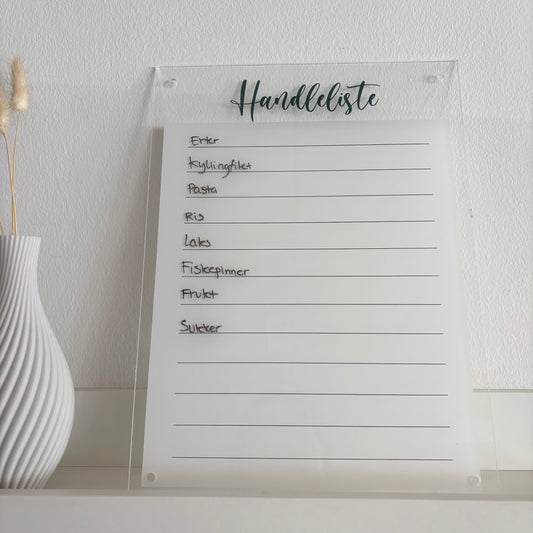 Handleliste - Hvit - Akryl - 33×24 cm