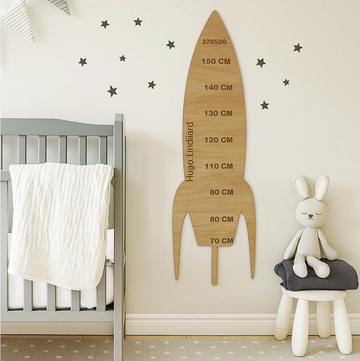 Høydemåler med navn - Rakett - 120×32 cm
