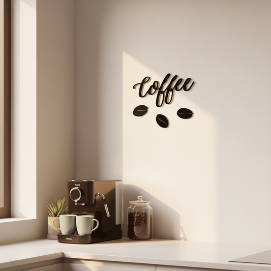Kaffeskilt - Kaffe med bønner - 28x15 cm