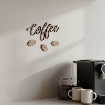 Kaffeskilt - Kaffe med bønner - 28x15 cm