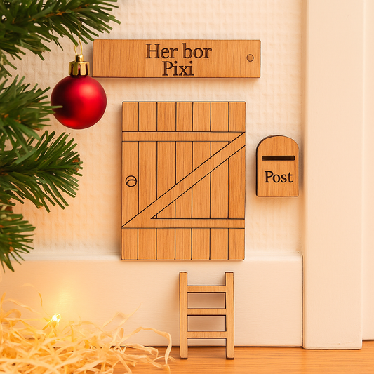 Juledør - Bue - Personlig nissenavn - 8x12 cm.