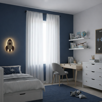 Barnelampe – Utskåret Raket – 32x31 cm