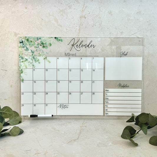 Kalender med matplan - Eukalyptus - 60×40 cm